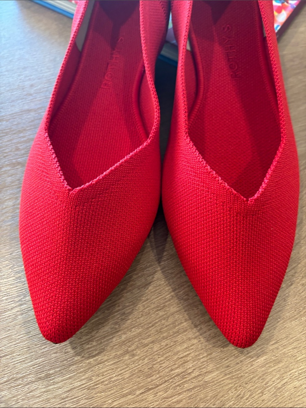 Rothy's Red Pointed-Knit Flats, new without box - Picture 3 of 4